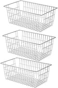 Slideep Wire Baskets Farmhouse Freezer Organizer Storage Bin Basket with Handles, Food Storage for Kitchen Cabinets, Pantry, Closet, Bedroom, Bathroom, Office 3 Pack by WelcometotheSlideep