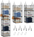 6 Tier Closet Hanging Organizer, Metal Closet Organizers and Storage with 4 Hanging Hooks 4 S-Hooks for Wardrobe Laundry Room, Wire Storage Shelf for Clothes Sweaters Pants (Black) by Orapoke