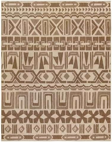 Gertmenian Indoor/Outdoor Kona Coast by Reyn Spooner Rug - 6x9 Medium, Stain & UV Resistant, Ideal for Deck, Patio, Poolside Rooms - Tribal, Light Brown, 46669 by Gertmenian