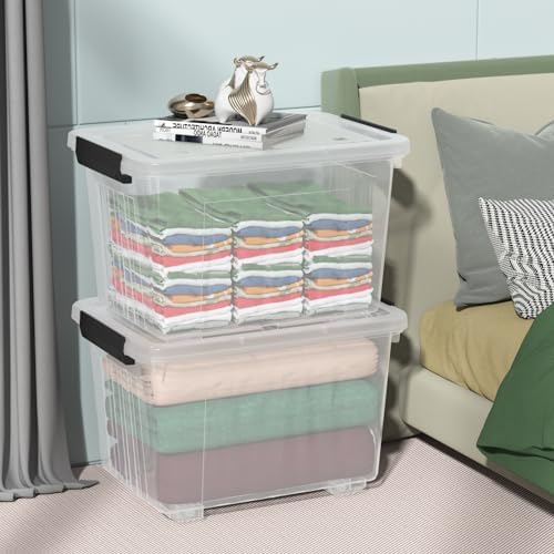 4-Pack 50 Qt Lidded Storage box, Large Clear Plastic Bin with Wheels - Image 5
