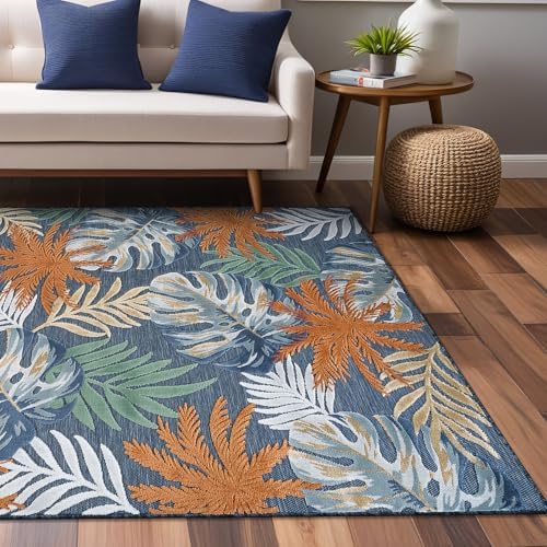 Luul Home Floral Indoor Outdoor Rugs 8x10 Large Area Rug for Living Room, Patio Decor, Kitchen, and Entryway Rug, Washable Stain Resistant Outside Carpet Midnight 8 x 10 - Image 6