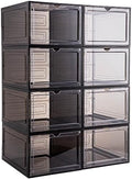 Attelite Upgrade Harder Solid Plastic Hat Organizer for Baseball Caps, 8 Pack Stackable Hat Storage Box with Clear Magnetic Door, Hat Rack(XL-Black) by Attelite