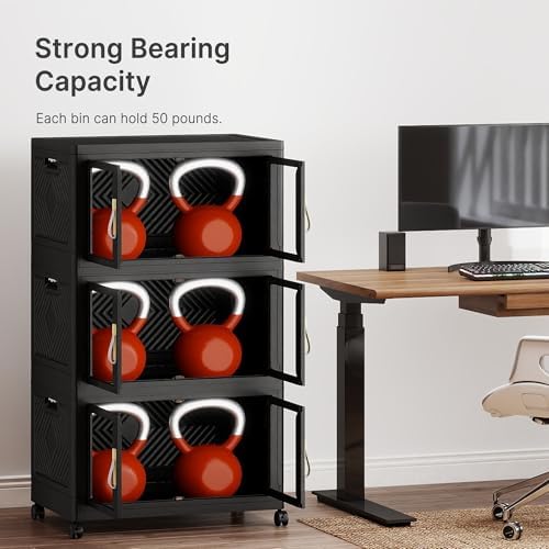 UAMFURI Stackable Storage Bins with Lids, 360QT Extra Large Storage Cabinet - Image 3