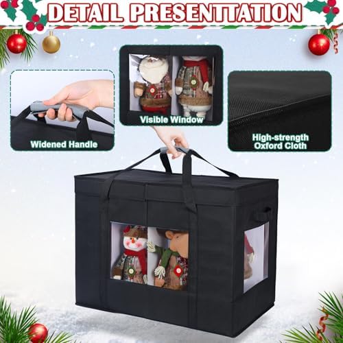Christmas Figurine Storage Box, 24”x18”x15” Ornament Storage Box, 2025 UpgradeNutcracker Storage Box, Figurine Storage with Dividers, Adjustable Extent Area for Figurines and Pocket, Black - Image 2