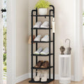 Hzuaneri Vertical Shoe Rack, Shoe Shelves, Wood Shoe Organizer for Closet, Entryway, Shoe Tower for Small Spaces, Free Standing, Adjustable, with 2 Hooks, 6 Tier Black SR04204B by Hzuaneri