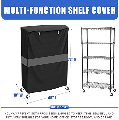 Wire Shelf Cover 48x18x72 Heavy Duty 600D Waterproof Zipper Metal Rack - Image 3