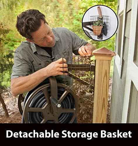 Liberty GARDEN 712 Single Arm Navigator Multi-Directional Garden Hose Reel, Holds 125-Feet of, 5/8-Inch, Bronze - Image 4