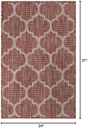 Unique Loom Outdoor Trellis Collection Area Rug (2' x 3' 1" Rectangle, Rust Red/ Ivory) - Image 2