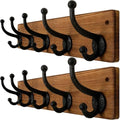 WEBI Rustic Coat Rack Wall Mount,5 Cast Iron Coat Hooks Wall Mounted,Heavy Duty Wall Coat Hanger Hooks for Hanging Coats,Clothes,Brown,2 Packs by WEBI