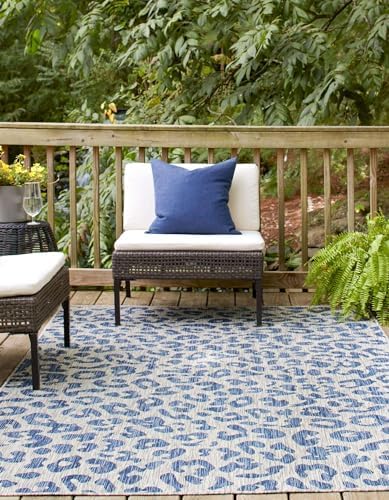 Unique Loom Outdoor Safari Collection Area Rug - Leopard (2' x 3' 1" Rectangle Blue/Gray) (Pack of 2) - Image 2