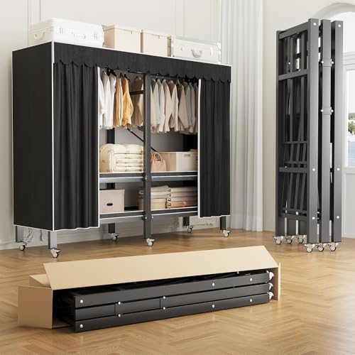 66in Heavy Duty Portable Closet with Black Cover - Image 5