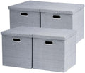 Storage Bins with Lids,13 x 13 Inch Foldable Fabric Cube Baskets Boxes Organizer for Closet, Shelves, and Home. (Gray, (13x13) 4 pack) by EITMOW