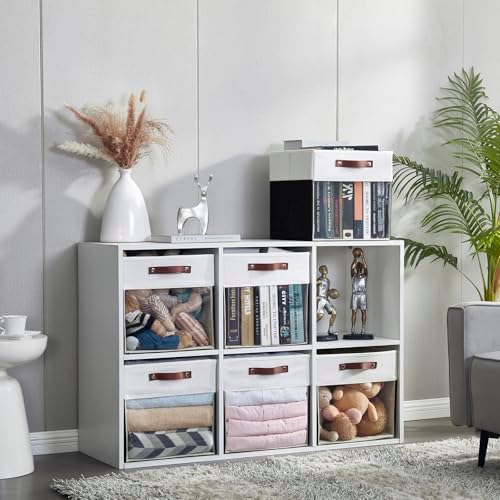 Bagnizer Storage Cubes, 4 Pack Linen Foldable Storage Bins (13 x 13 inch) with Clear Window and Handles, Fabric Organizer for Shelf Closet, Clothes, Books - (Black and White) - Image 5