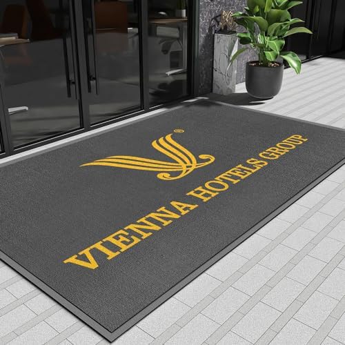 Personalized Commercial Rugs for Business, 5x7ft Anti-Skid Rubber Bottom Mats Entryway Logo Text Customizable Welcome Indoor Outdoor Washable Entry Carpets Floor Large Size Doormats by Custom