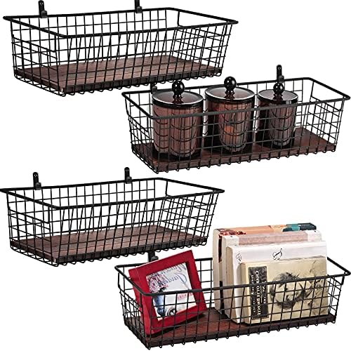 SheeChung [Extra Large Wall Storage Basket, Metal Hanging Basket, Black by SheeChung