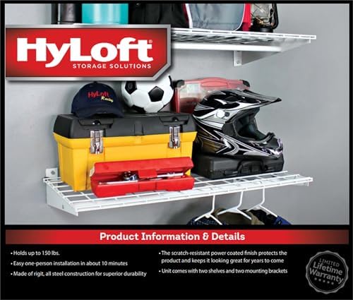 HyLoft 2-Pack Heavy Duty Steel Wall Garage Shelving, 36 in. x 18 in. Adjustable, Includes Hanging Rod, Max Shelf Load 200 Pounds, Item 777, White Powder Coated Finish - Image 5