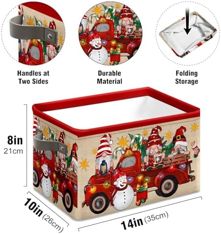 Christmas Baskets,Christmas Dwarf Foldable Storage Bins with Handles, Decorative Cloth Organizer Storage Boxes 2 2piece - Image 6