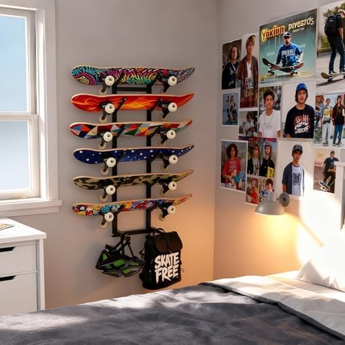 BiJun Skateboard Racks Floor Stand, 6-Layer Skateboard Wall Mount,Snowboard Storage Rack, Skateboard Organizer Floor Stand for Deck, Longboard, Snowboard, Standard Skateboards, Mini Cruiser Skateboard - Image 4