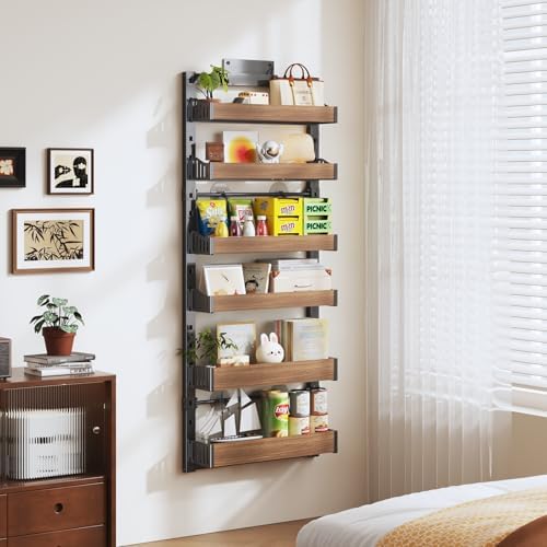 6-Tier Over The Door Pantry Organizer, Heavy-Duty Metal Wall Mount or Hanging Spice Rack, behind the door storage Shelves with Adjustable Basket, Back of Door Organizer for Kitchen Cabinet and Closet - Image 5