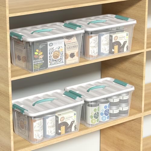 8-Pack 14 Quart Stackable Storage Bin, Plastic Box with Handle - Image 4