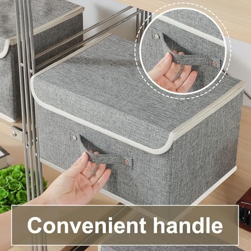 Foldable Fabric Storage Cubes with Lids,Grey 13x9.1x7.9in,5 Pack - Image 6