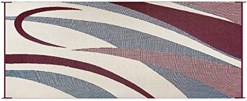 Stylish Camping Reversible Graphic Patio Mat - 8' x 20', Burgundy/Black - Image 4