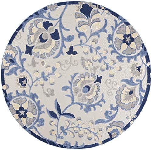 Nourison Home Aloha Blue Grey 7'10" x Round Area Rug - Easy Clean, Non Shedding, Bed Room, Living Room, Dining Room, Kitchen (8' x Round) - Image 3