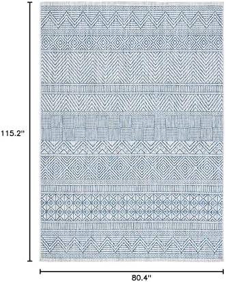 SAFAVIEH Washable Rug Outdoor Courtyard Collection - 6'7" x 9'6", Grey & Navy, Non-Shedding & Easy Cleaning, Ideal for Patio, Backyard, Mudroom (CY8196-36812) - Image 6