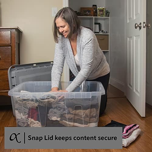 CX BLACK & YELLOW�, 27-Gallon Heavy Duty Clear Storage Container & Snap-Tight Lid, (14.3�H x 20.6�W x 30.6�D), Weather-Resistant, Stackable, See-Through Organization Tote [2 Pack] - Image 3