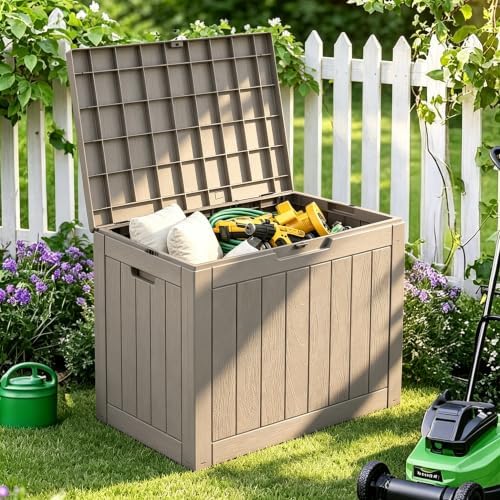 32 Gal Outdoor Storage Box Waterproof Lockable,Deck Box,Medium Gray - Image 4