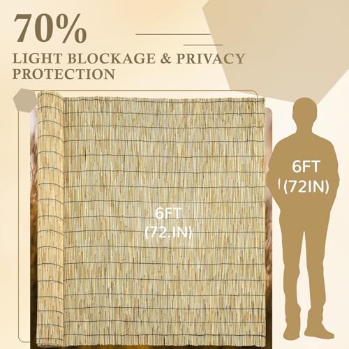 Natural 2 Pack 6FT X16.4FT Reed Fencing Roll Bamboo Privacy Screen - Image 2