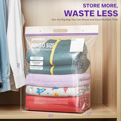 Heavy Duty 10 Gallon Large Storage Bags, 6 Mil Handle Big Zip Seal Lock Bag - Image 3