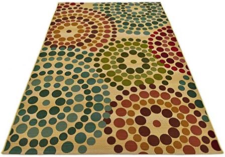 Unique Loom Outdoor Modern Collection Area Rug - Spark (5' 3" x 8' Rectangle, Beige/ Burgundy) - Image 5