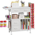 Wrapping Paper Storage Cart with Foldable Table, 3 Tier Gift Wrap Organizer by Espelism