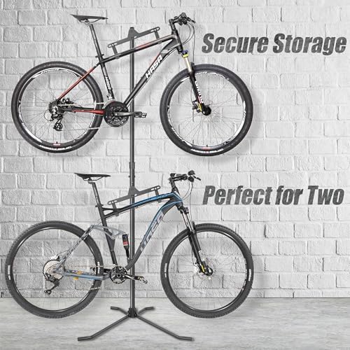 CyclingDeal 2 Bike Bicycle Vertical Hanger Parking Rack Gravity Floor Storage Stand for Garages or Apartments - Image 2