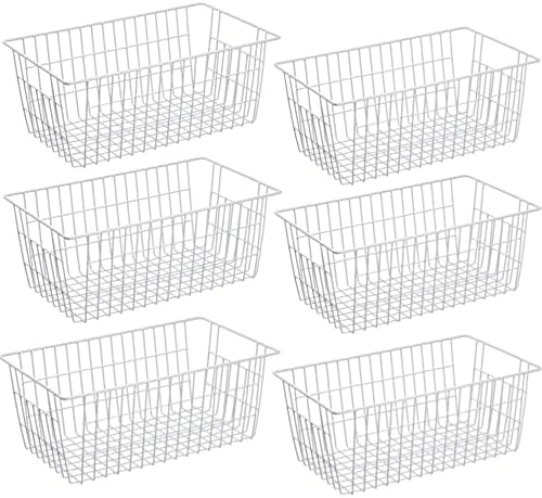 Slideep Farmhouse Freezer Baskets Organizer Storage Bins Large Organizer Baskets for Storage, Office, Bathroom, Pantry Organization Storage Bins Rack with Handles 6 Pack by WelcometotheSlideep