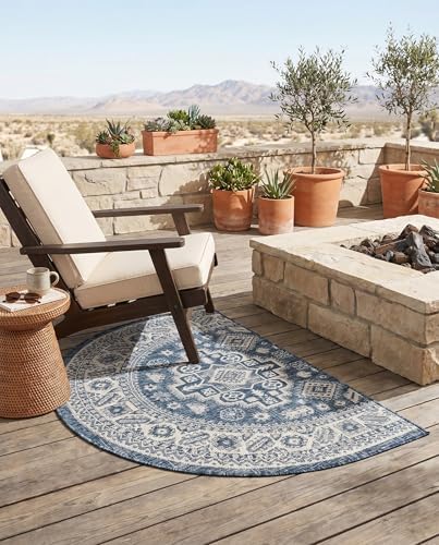 Rugs.com Outdoor Aztec Collection Rug – 2x4 Hearth Blue Flatweave-Pile Rug Perfect for Living Rooms, Large Dining Rooms, Open Floorplans - Image 6