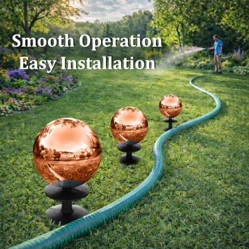 Tandefio 3 Pcs Garden Hose Guide Spike 13.5'' Decorative Ball, Copper - Image 6