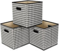 Fabric Cubby Storage Bins,13x13x13 Inches,Cube Organizer Bin Foldable Storage Boxes with Dual Handles Fabric Organizer Box and collapsible Storage basket,Set of 3,Houndstooth by Yunkeeper