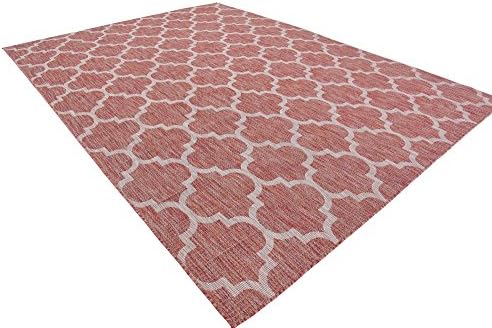 Unique Loom Outdoor Trellis Collection Area Rug (9' x 12' Rectangle, Rust Red/ Ivory) - Image 5