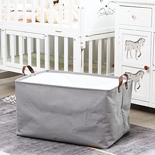 Hinwo 70L Extra Large Canvas Storage Bin with Lid and Handles, 4-Pack - Image 3