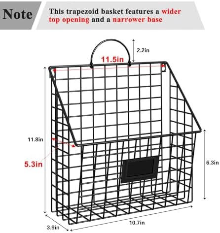4 Packs Hanging Wall File Organizer with Hooks, Magazine Rack ,Mail Basket - Image 6
