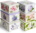 Lavatelli: Storage Box 6 Pack: Large - Flower Mix - Lid & Handles, Decorative Cardboard Organizer, Stack-Fold, Home-Clothes-Linens, 19.7 x 15.4 x 9.4 by Lavatelli