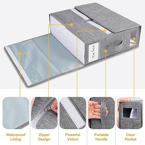 4 Pack Foldable Sheet Organizers for Linen Closet - Twin/Full Size Duvet Cover Set, Grey - Image 2