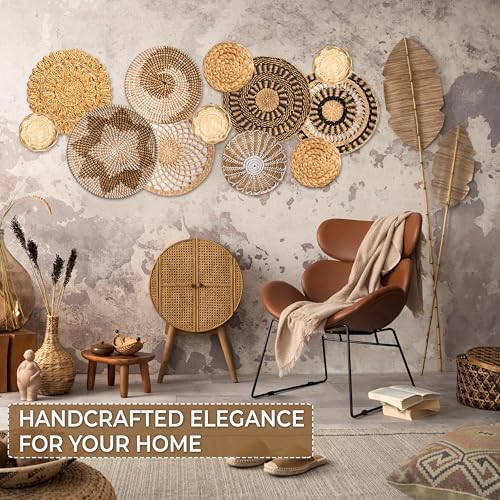 Laquedecraft Basket Wall Decor Set of 12, Natural Handwoven Wicker - Image 4
