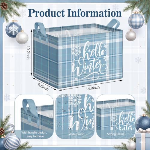 Bucherry 6 Pack Winter Storage Baskets, Snowflake Collapsible Canvas Bins - Image 3