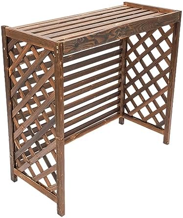 Air Conditioner Privacy Screen, 39.4" L x 16.9" W x 36" H Retro Wood Air Conditioner Fence, Free Standing Rectangular Trash Can Screens A/C Fence for Outside Unit Brown, Easy to Install - Image 4