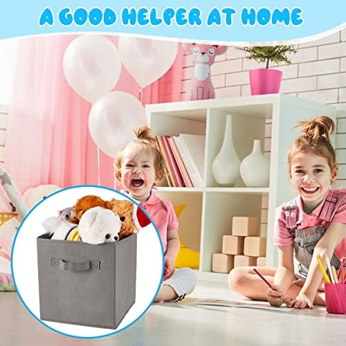 Yinder 4 Pcs Cube Storage Bin Gray 14''x10''x8'' Storage Cubes - Image 4