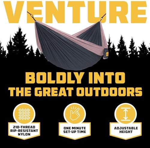Wise Owl Outfitters Hammock for Camping Double Hammocks Gear for The Outdoors Backpacking Survival or Travel - Portable Lightweight Parachute Nylon DO Charcoal Rose - Image 3