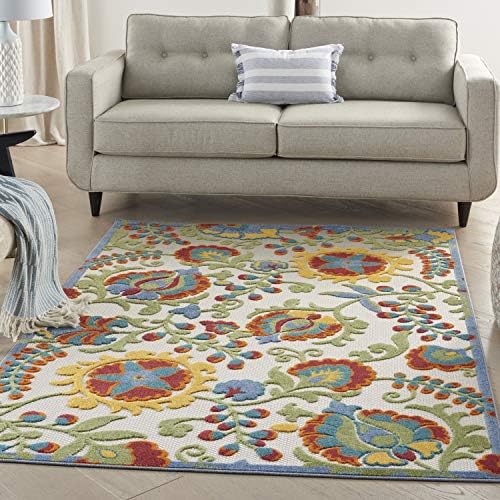 Nourison Home Aloha Ivory Multicolor 5'3" x 7'5" Area Rug - Easy Clean, Non Shedding, Bed Room, Living Room, Dining Room, Kitchen (5' x 8') - Image 4